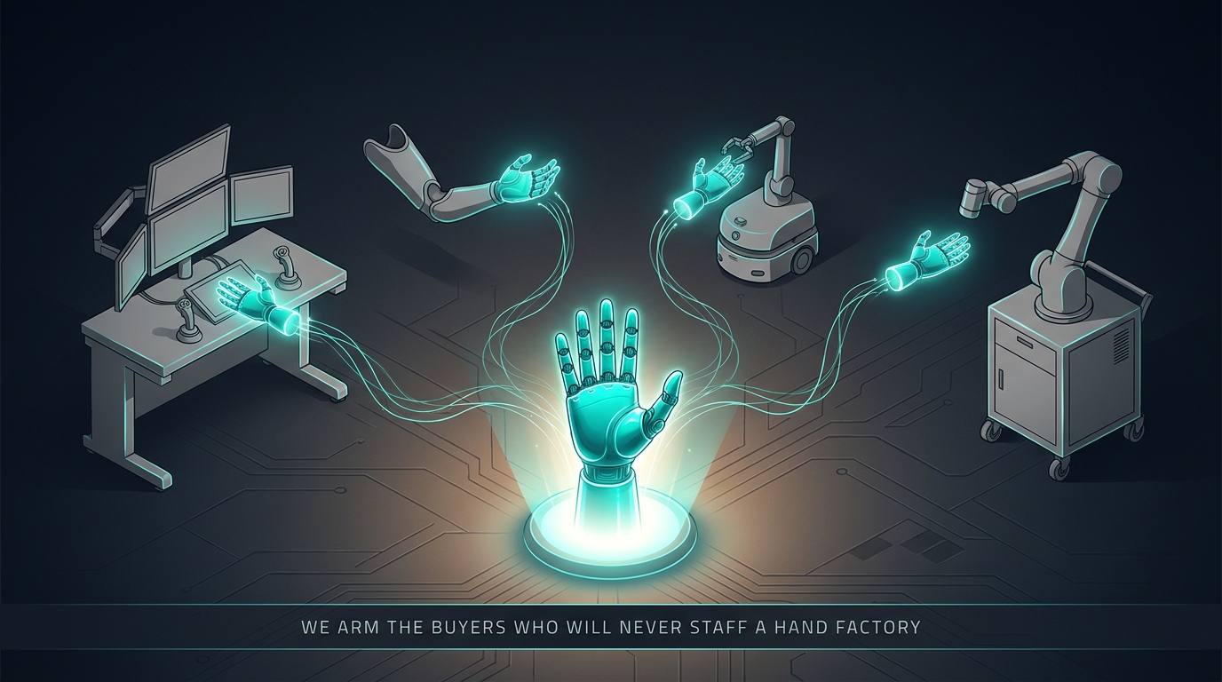 We supply everyone who needs hands: we sell hands to the many companies that need them but will never build a hand factory.
